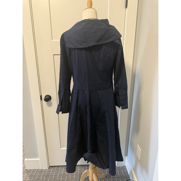 EShakti Navy Blue Black Colorblock 3/4 Sleeve A-Line Dress Large 14 Blue Line - Picture 5 of 5